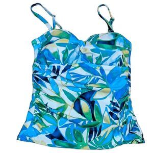 Chaps Tropical body sculpt rouched tummy slimmer swimsuit top size 6